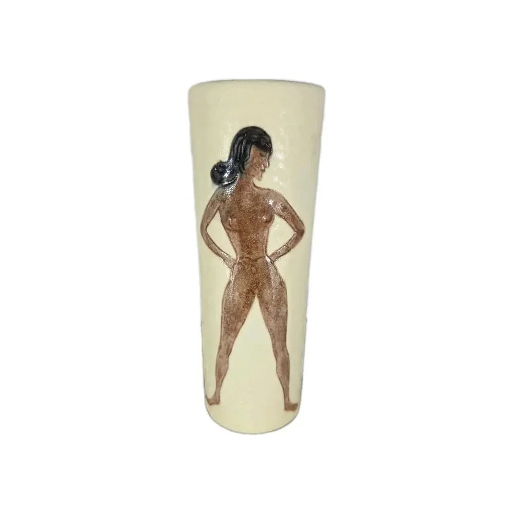 Vtg 1960s Sexy Naked Ladies Risque 3D Tumbler Glasses Tiki Barware Nude Naughty‎